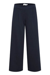 Navy Cropped Jersey Trousers