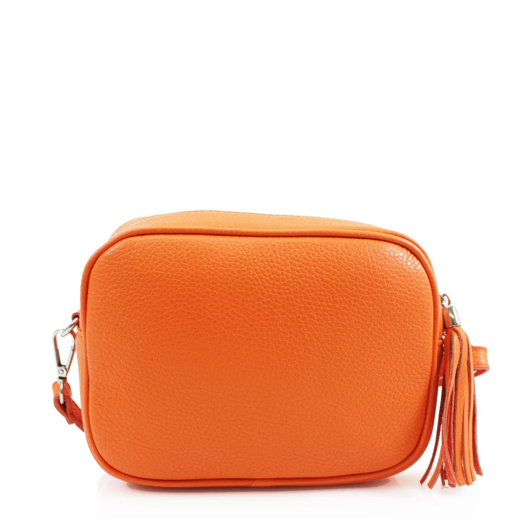 Leather Cross Body Bag - Orange