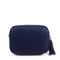 Leather Cross Body Bag - Navy