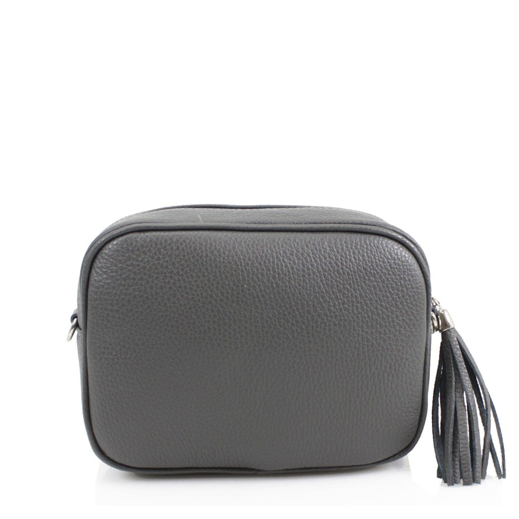 Leather Cross Body Bag - Charcoal