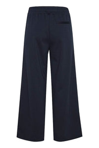 Navy Cropped Jersey Trousers