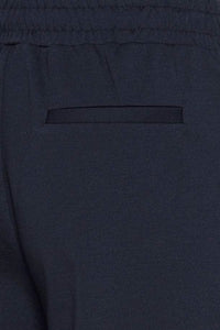 Navy Cropped Jersey Trousers