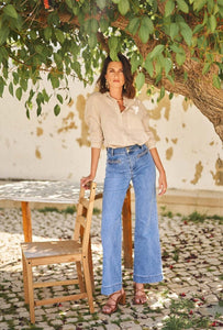 Wide Leg Blue Jeans
