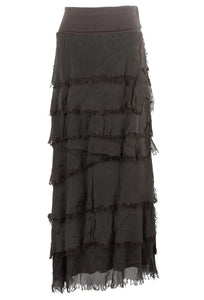 Tiered Torn Silk Skirt