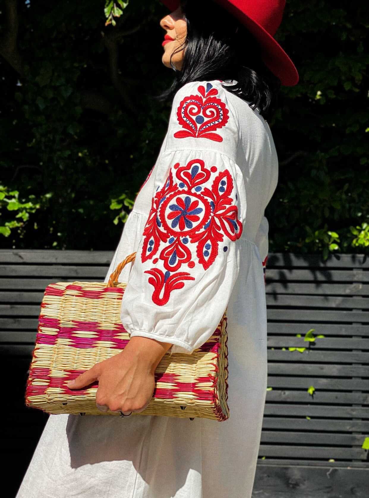 Ukranian Style Embroidered Dress - White.