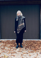 Funnel Neck Long knitted Dress - Black