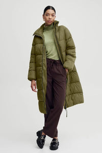 Quilted Coat  - Olive Green