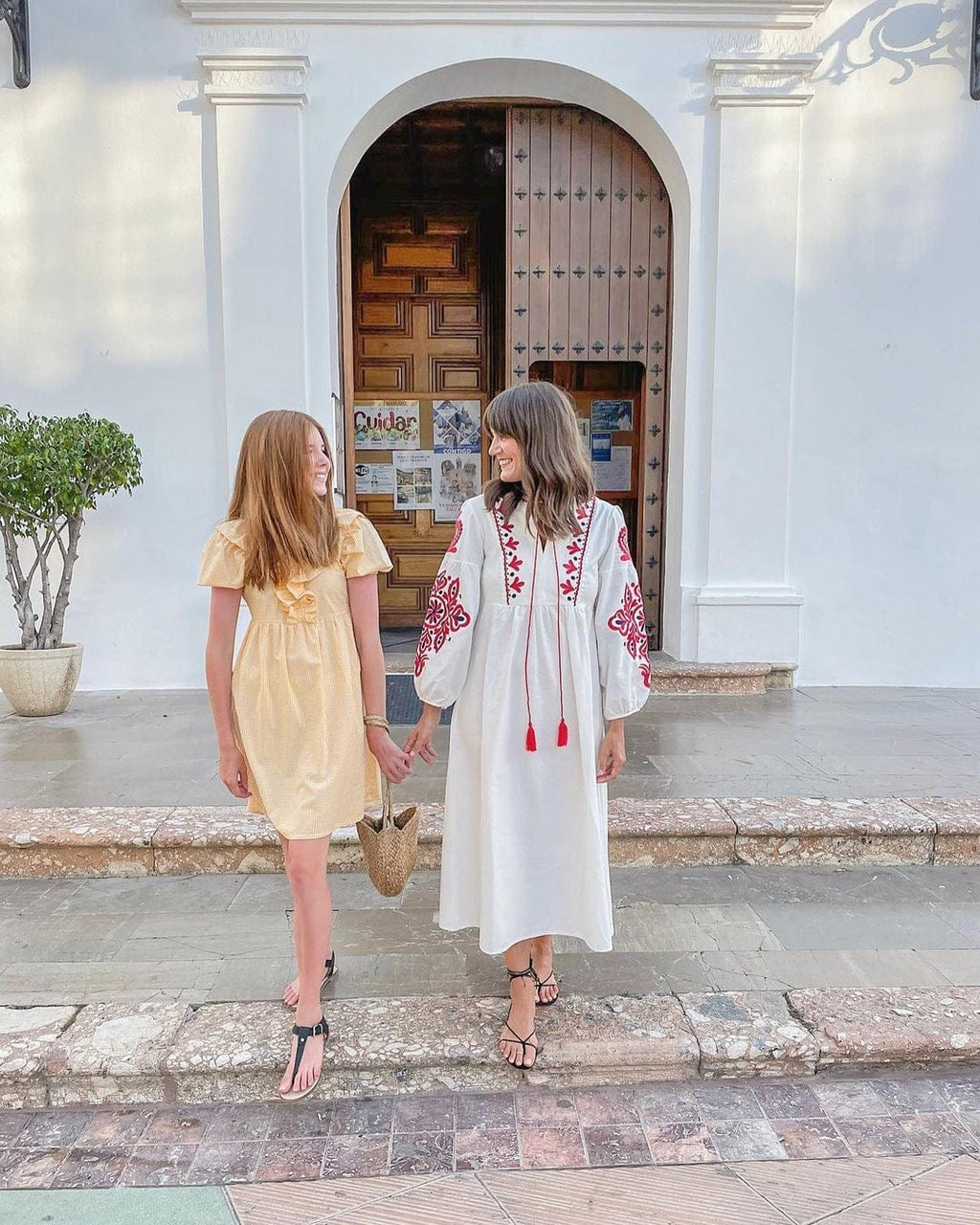 Ukrainian Style Embroidered Dress - White