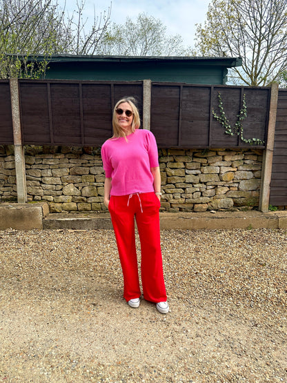 Red and Pink Side Stripe Trousers