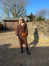 Load image into Gallery viewer, Silky Sweatshirt Dress - Brown

