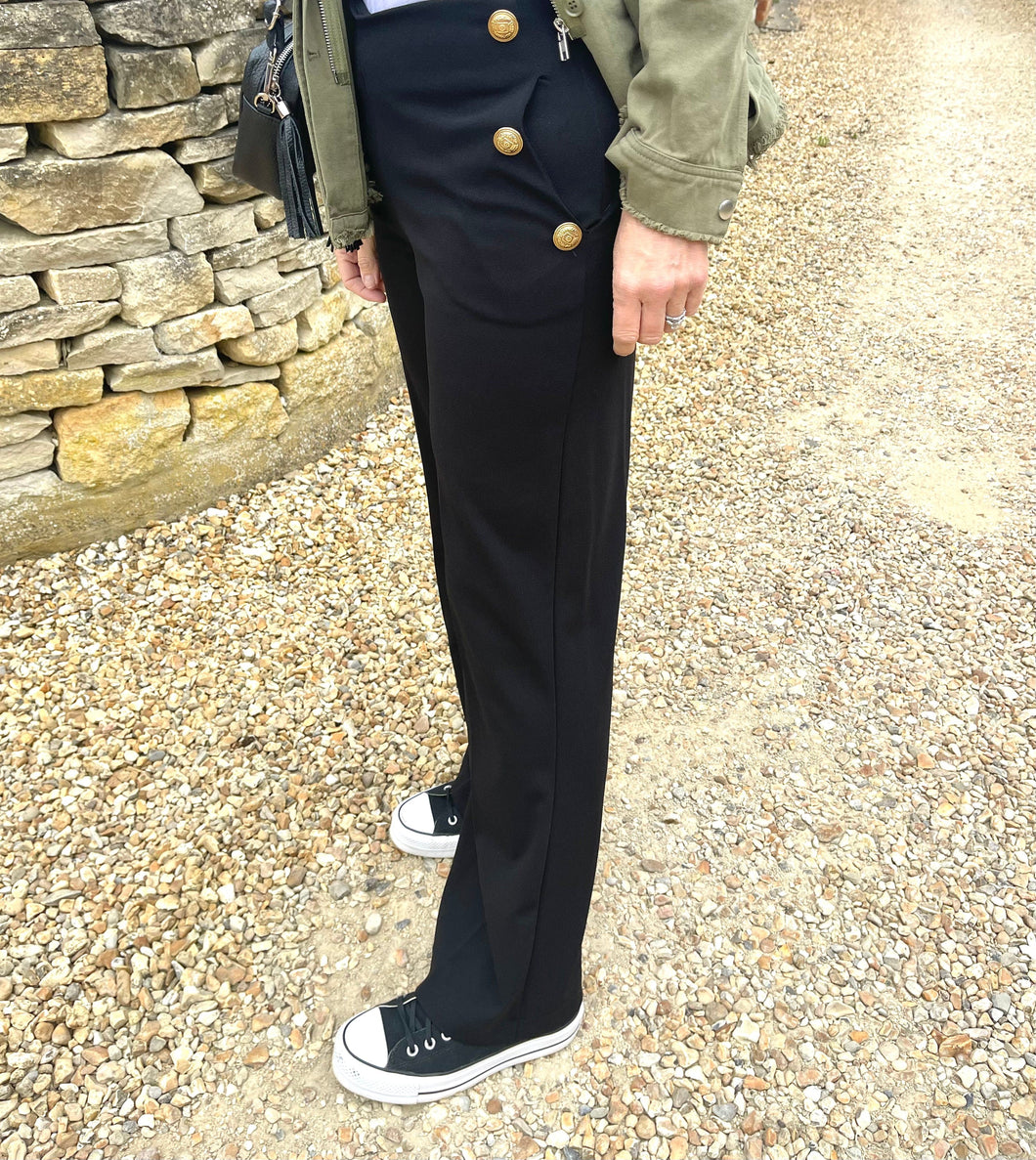 Black Trousers with gold buttons