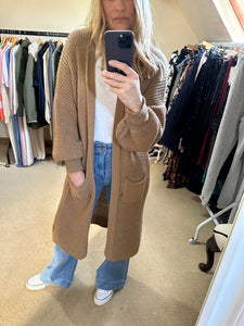 Long cardigan with lantern sleeves