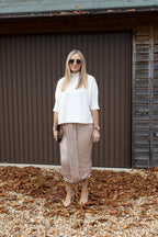 Sequin Pleated Midi Skirt