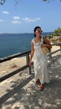 Load image into Gallery viewer, Cream and black woven sundress
