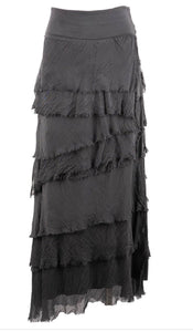 Tiered Torn Silk Skirt