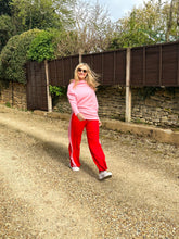 Load image into Gallery viewer, Red and Pink Side Stripe Trousers
