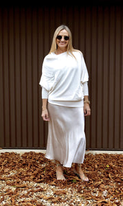 Satin Slip Skirt - oyster