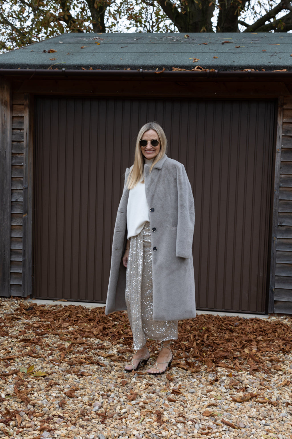 Sequin Pleated Midi Skirt