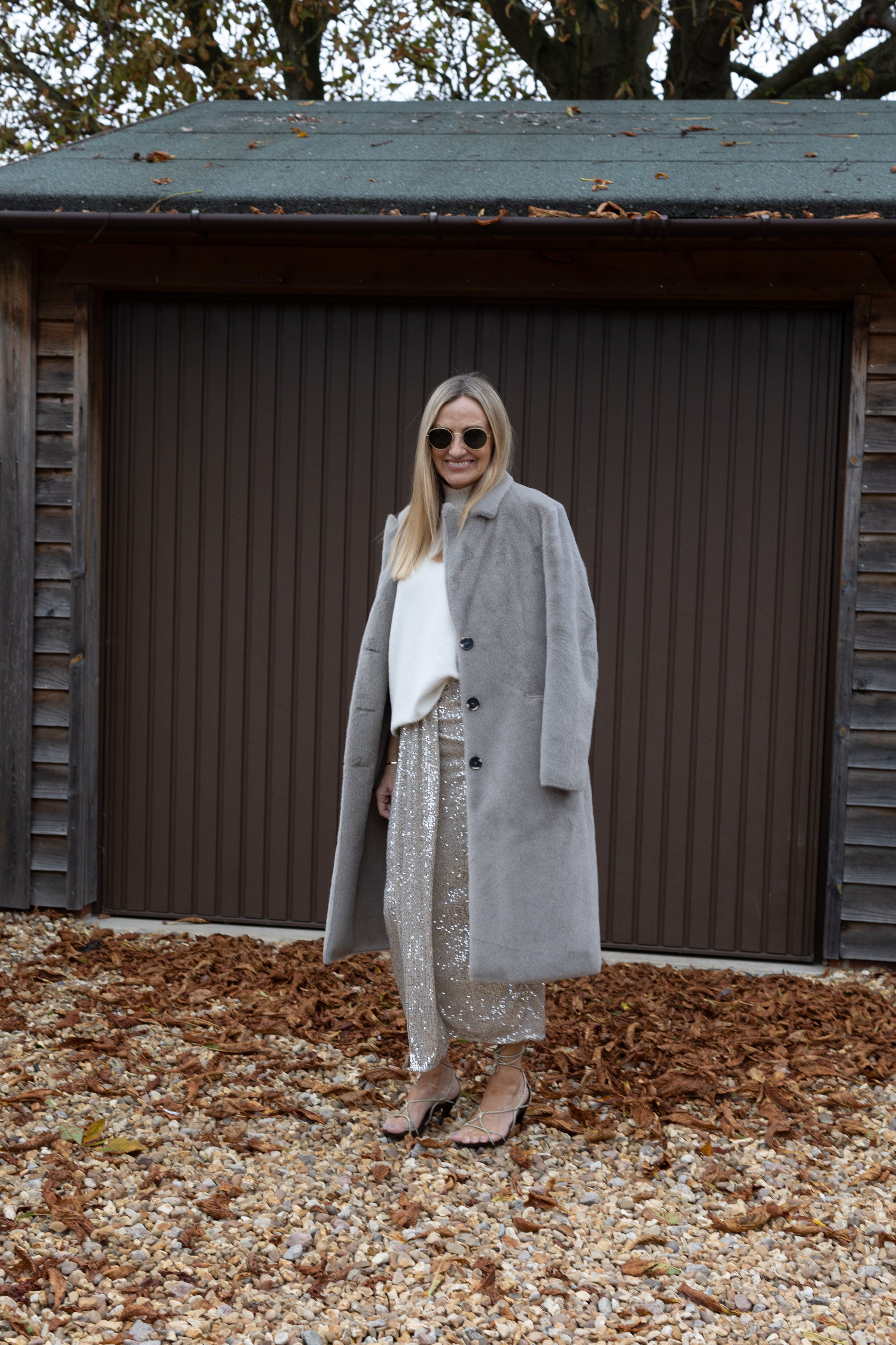 Sequin Pleated Midi Skirt