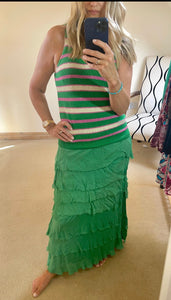 Tiered Torn Silk Skirt