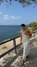 Load image into Gallery viewer, Cream and black woven sundress
