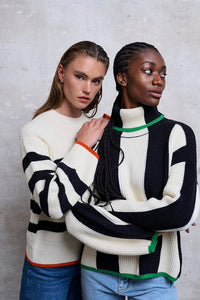 Stripe Jumper with Orange Edging