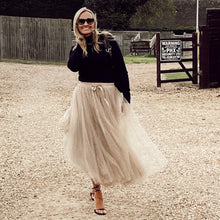 Load image into Gallery viewer, The Carrie  Skirt - Beige with Black Polka Dots
