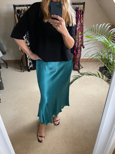 Satin Slip Skirt - Turquoise