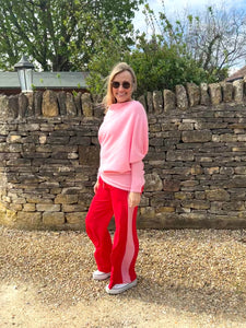 Red and Pink Side Stripe Trousers