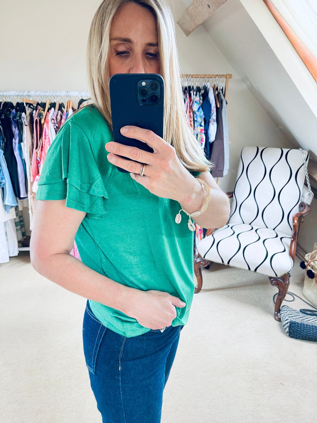 T shirt with floaty sleeves - Green