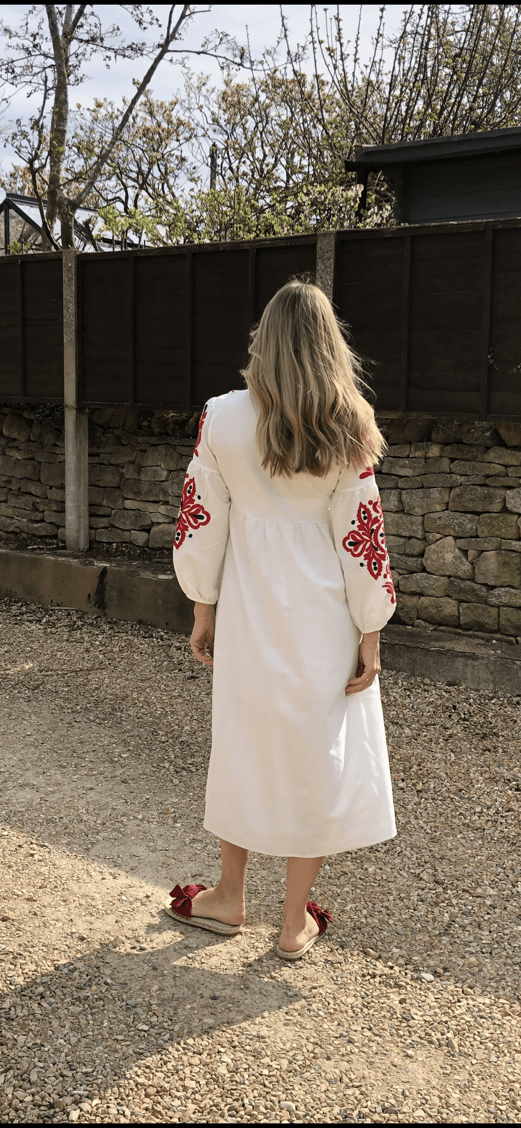 Ukrainian Style Embroidered Dress - White