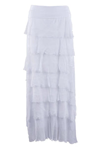 Tiered Torn Silk Skirt