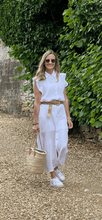 Load image into Gallery viewer, Cheesecloth Shirt Dress with Short Frill Sleeves - white
