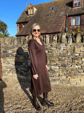 Load image into Gallery viewer, Silky Sweatshirt Dress - Brown
