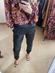 Faux Leather Joggers