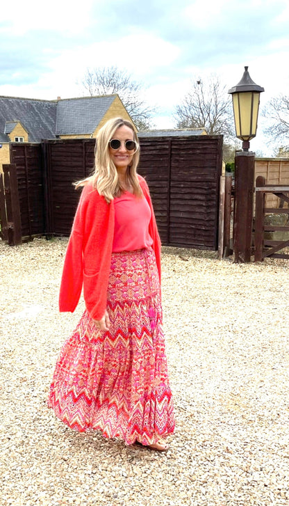 Maxi Skirt - pink and coral