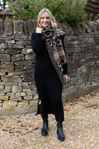 Funnel Neck Long knitted Dress - Black