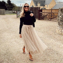 Load image into Gallery viewer, The Carrie  Skirt - Beige with Black Polka Dots
