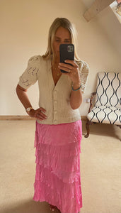 Tiered Torn Silk Skirt