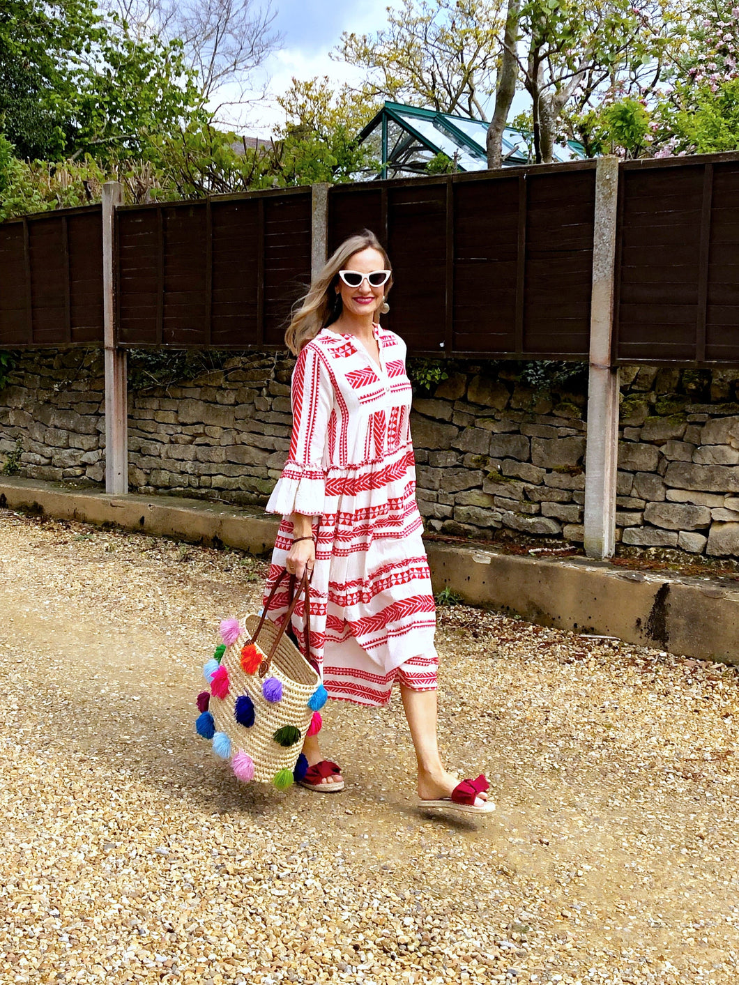 Aztec maxi dress - Red
