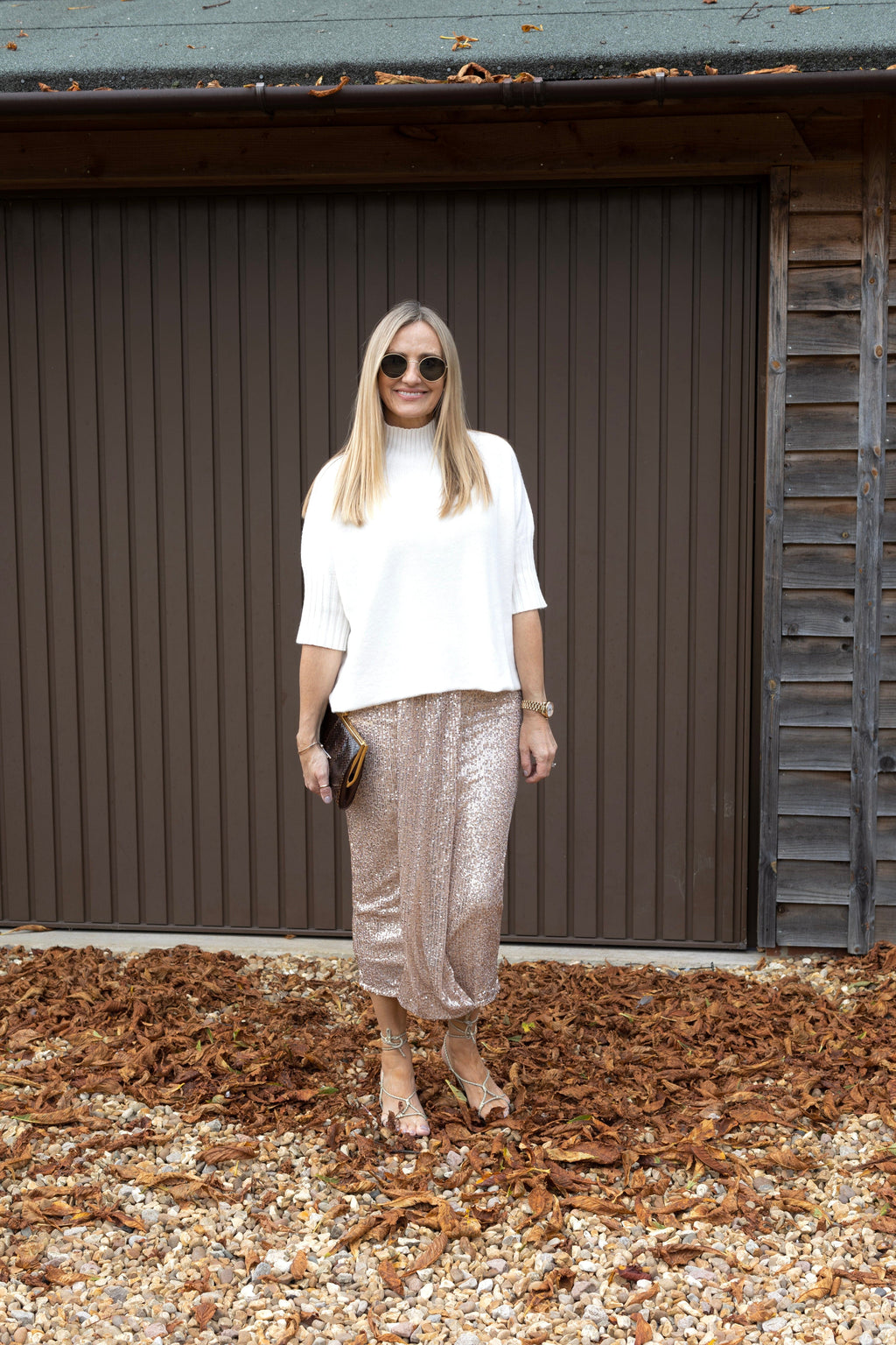 Sequin Pleated Midi Skirt