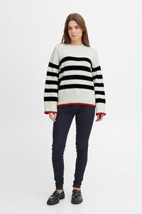 Stripe Jumper with Orange Edging