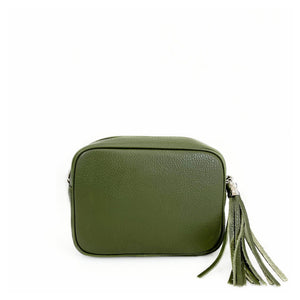 Leather Cross Body Bag -khaki