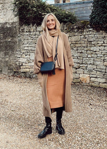 Long cardigan with lantern sleeves