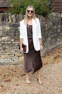 Satin Slip Skirt - Brown