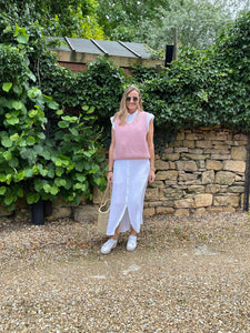 Cheesecloth Shirt Dress with Short Frill Sleeves - white